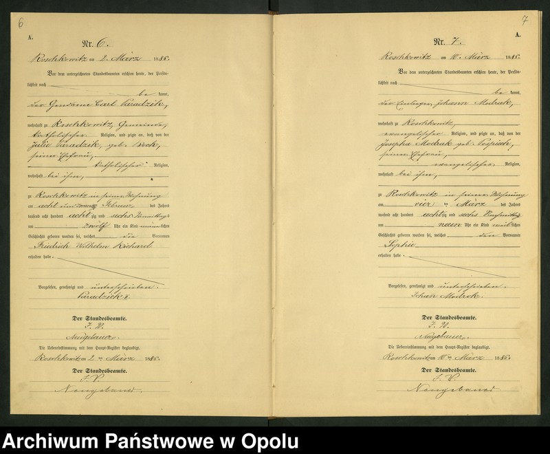 image.from.unit.number "Geburts-Neben-Register Standesamts Roschkowitz pro 1886"