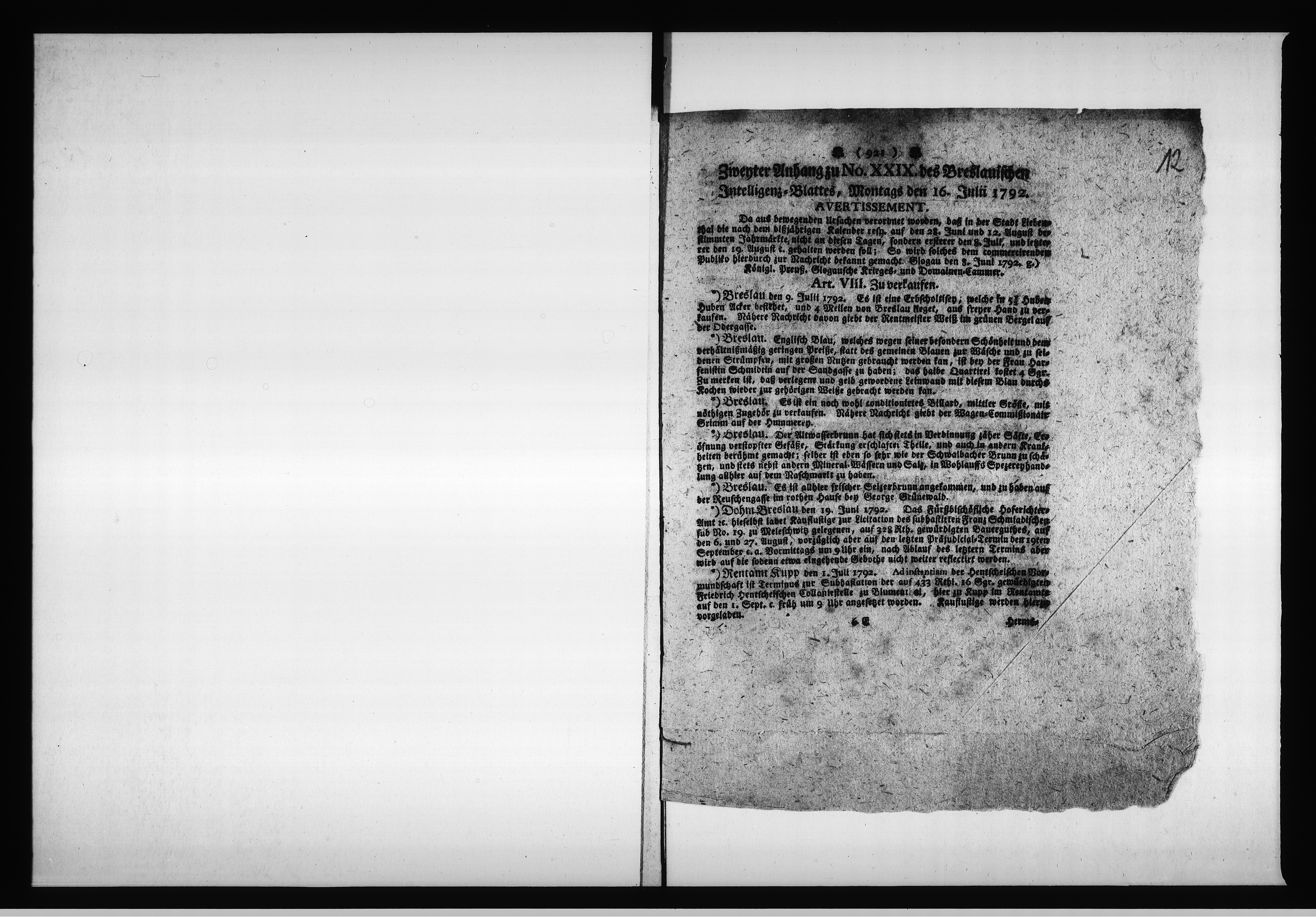 Obraz 14 z jednostki "Acta die Verpachtung derer Städtischen und Hospital Acker=Stücken betreffend. Vom 1792 bis März 1798 und von 1798 bis 1804 [...] Vol. III"