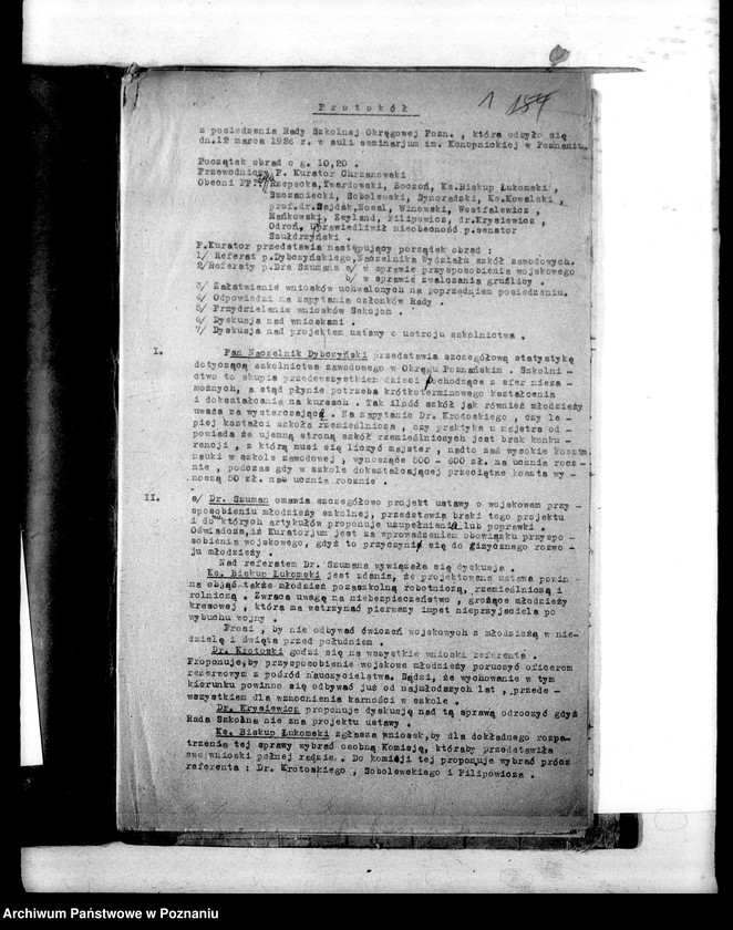 Obraz 5 z jednostki "[Protokoły z posiedzenia Rady Szkolnej Okręgowej Poznańskiej]"