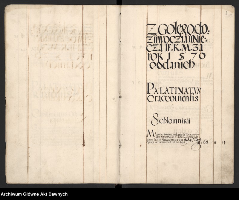 image.from.unit.number "Sumariusz pieniędzy i rejestr retenty piątej części z dochodów dóbr stołowych z terenów całej Rzeczpospolitej."