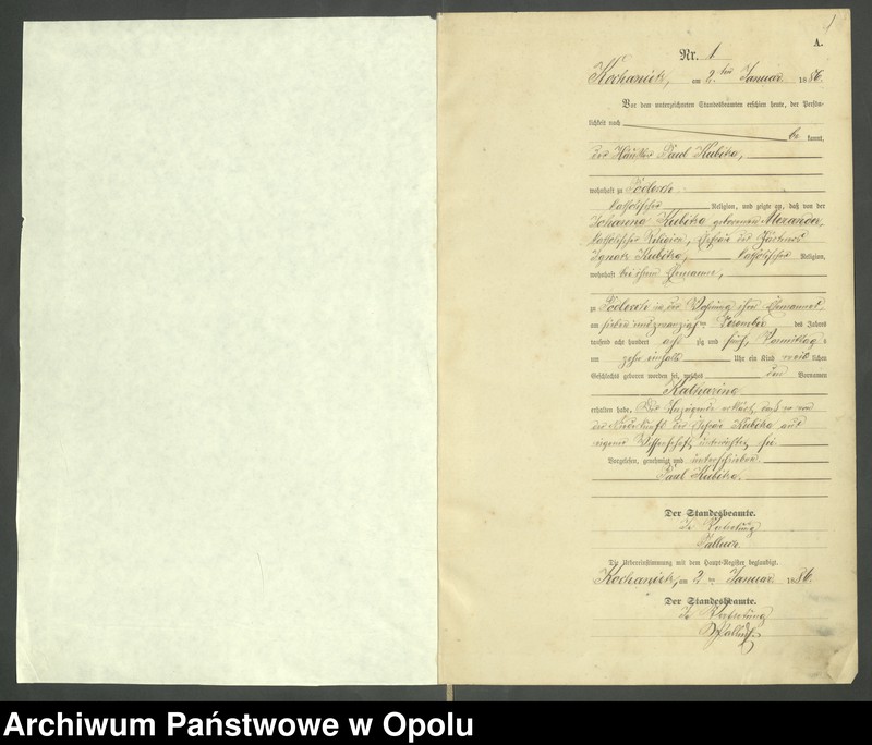 Obraz z jednostki "Urząd Stanu Cywilnego Kochaniec Księga urodzeń rok 1886"