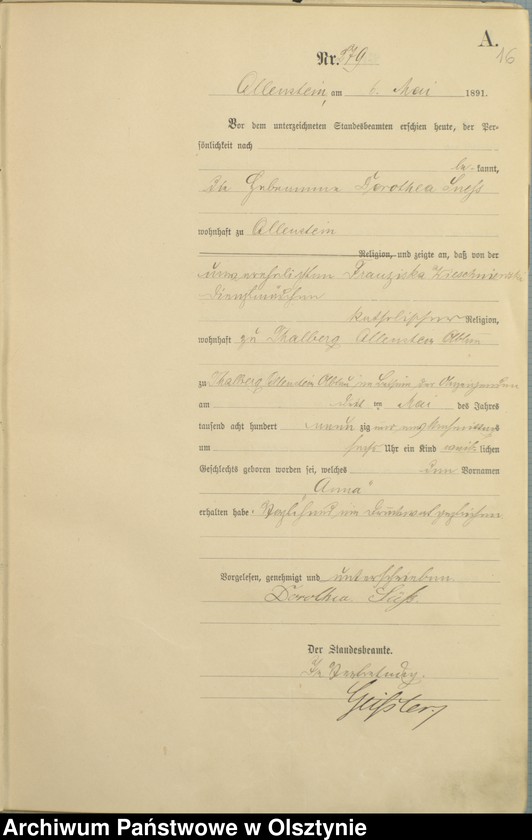 image.from.unit.number "Geburts-Haupt-Register Tom II,Nr 265 - 527"