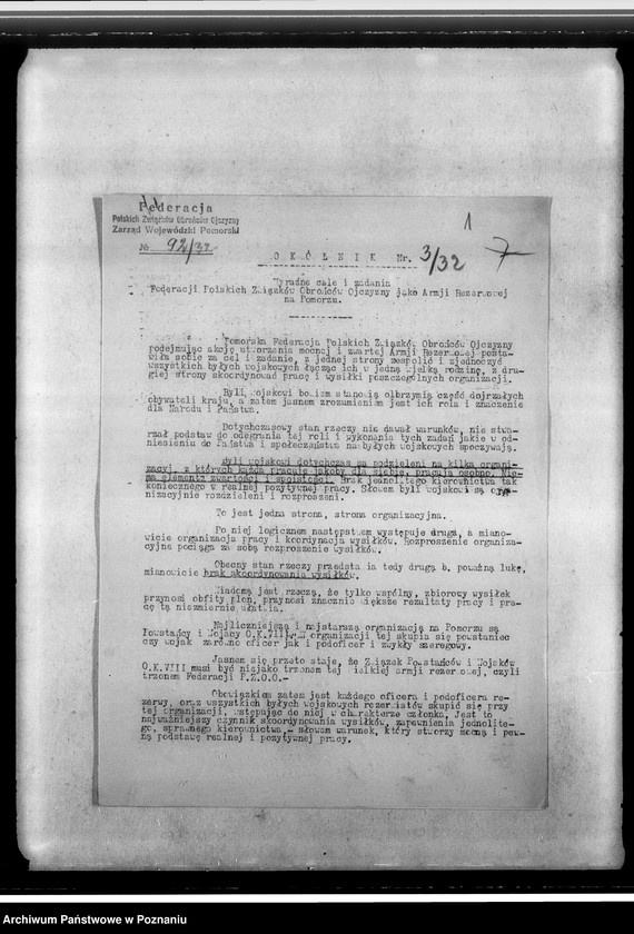 Obraz 5 z jednostki "Rozkazy, okólniki, komunikaty Federacji Polskich Związków Obrońców Ojczyzny Zarządu Grodzkiego oraz sprawozdanie z działalności gospody i świetlic-ewidencja kół kombatanckich należących do Federacji Zarządu Grodzkiego"