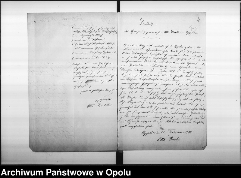 image.from.unit.number "Acta des Magistrats zu Oppeln betreffend die Anstellung des Schornsteinfegermeister Otto Knoll für den Oder - und Königs-Bezirk"