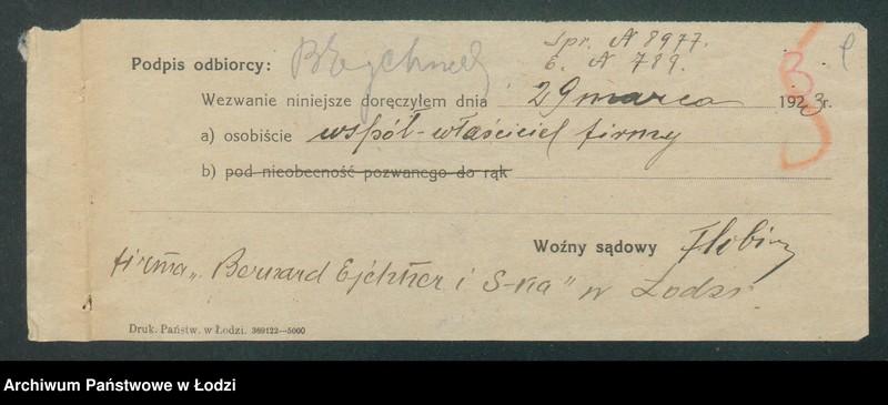 Obraz 11 z jednostki "Bernard Ejchner i S-ka – sprzedaż i wyrób manufaktury"