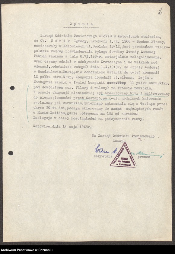 Obraz 14 z jednostki "Życiorysy powstańców wielkopolskich: U - V."