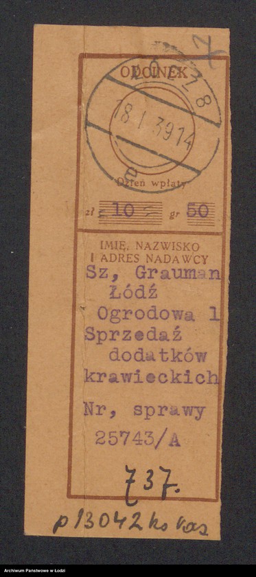 Obraz 9 z jednostki "Szlama Grauman- sprzedaż dodatków krawieckich"