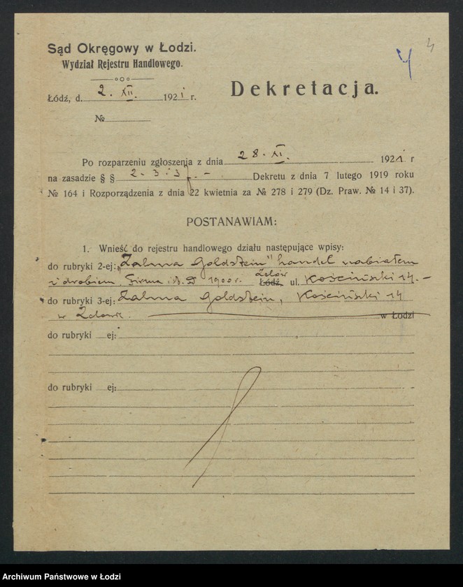 image.from.unit.number "Zalma Goldstein- handel nabiałem"