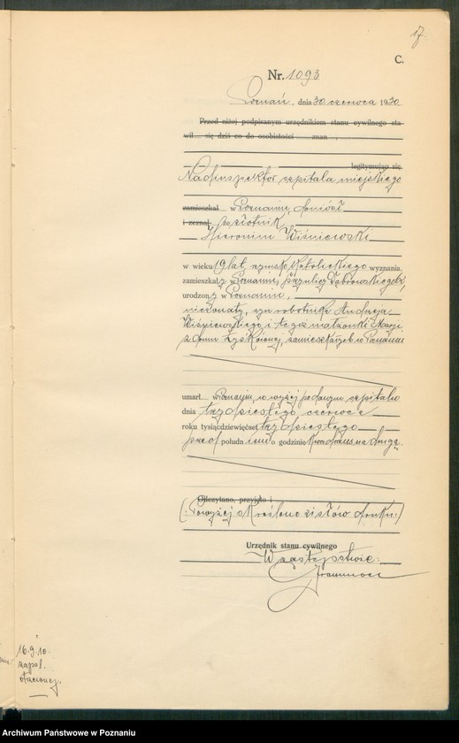 Obraz 19 z jednostki "Księga miejscowa zgonów tom III [Rejestr główny zgonów]"