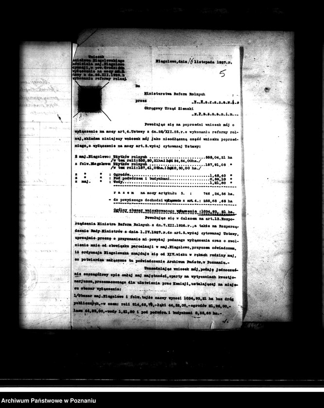 Obraz 10 z jednostki "Majątek Niegolewo powiatu nowotomyskiego wyłączenie z art. 4 i 5 ustawy o wykonaniu reformy rolnej - Stanisław Niegolewski"