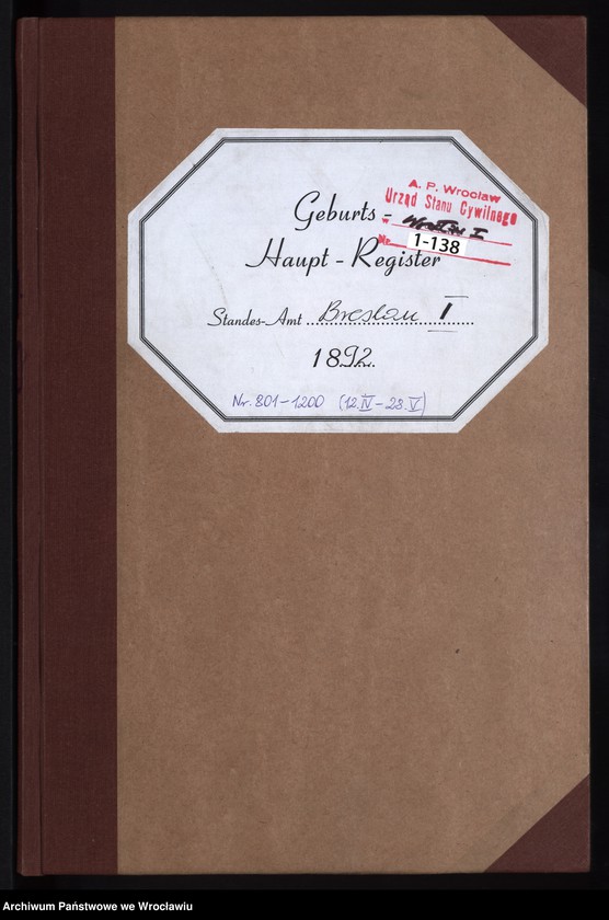 image.from.unit.number "Geburts-Neben-Register Breslau I 1892 Band 3"