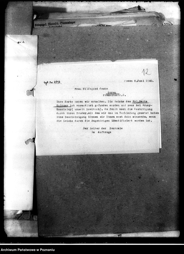 Obraz 16 z jednostki "Korespondencja w sprawie miejscowych Niemców, którzy zginęli w 1939 roku"