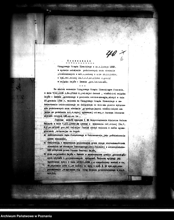 Obraz 11 z jednostki "Wyłączenie z art. 5 ustawy o wykonaniu reformy rolnej majątku Rojów powiatu ostrowskiego"