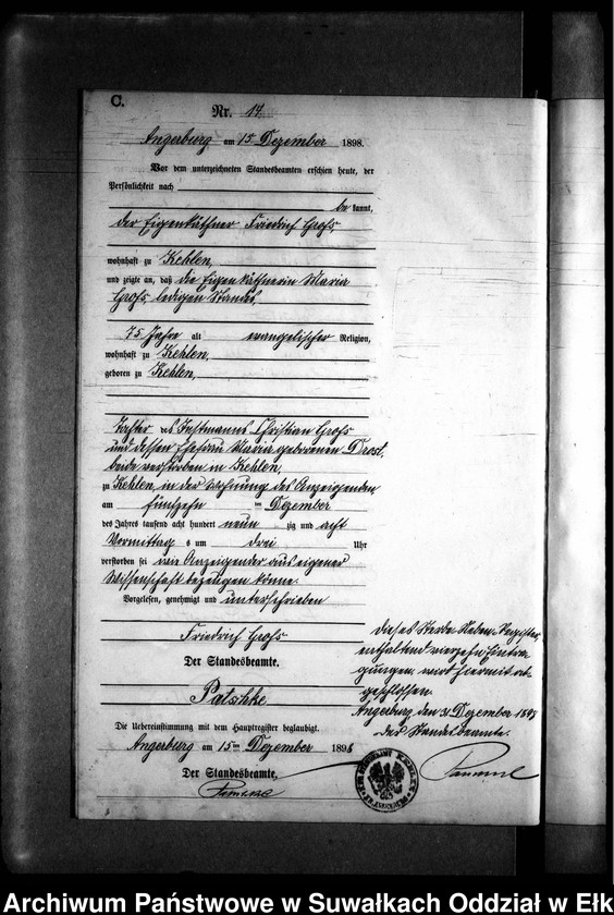 image.from.unit.number "Sterbe-Neben-Register des Preussischen Standes-Amtes Kehlen Kreis Angerburg"