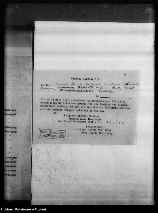 image.from.unit.number "Zestawienia rozdanych darów żywnościowych z III transportu z Poznania dla mieszkańców Lwowa oraz korespondencja z Delegaturą Lwowską Komitetu Pomocy dla dotkniętych wojną."