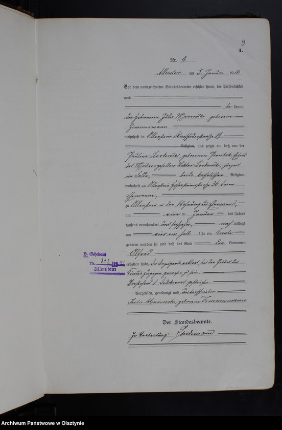 image.from.unit.number "Geburts-Haupt-Register Tom I, Nr 1-598"