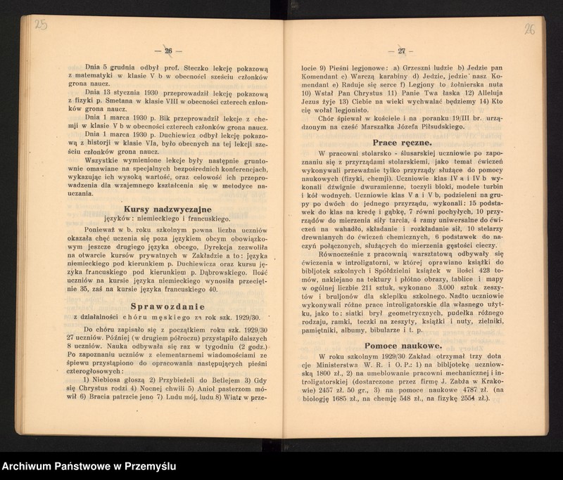 image.from.unit.number "Sprawozdanie Dyrekcji Państw[owego] Gimnazjum II im. Augusta Witkowskiego w Jarosławiu za rok szkolny 1929/30"
