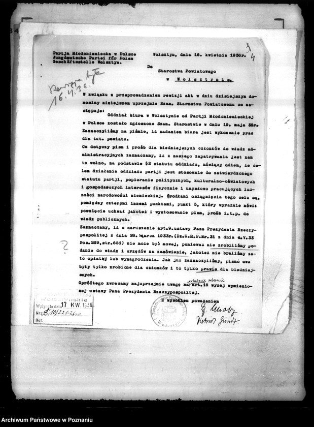 Obraz 8 z jednostki "/Jungdeutsche Partei für Polen w Wolsztynie/"