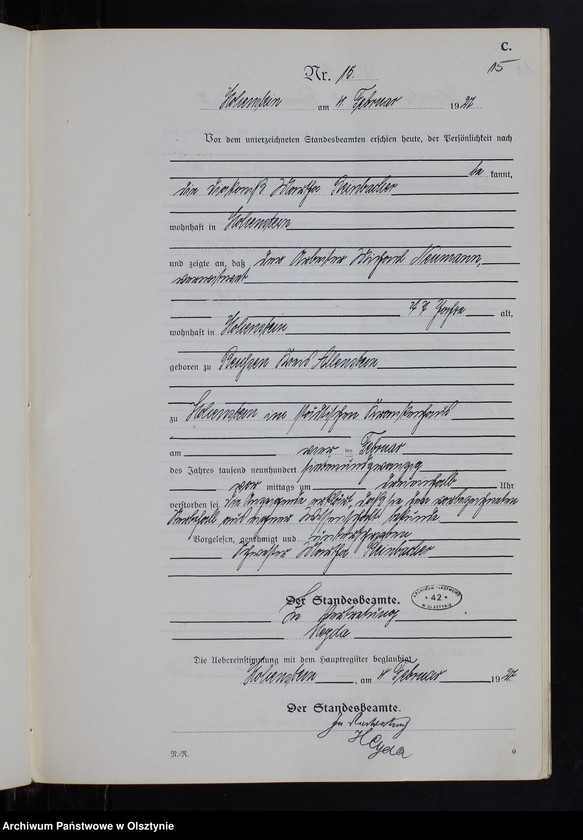 image.from.unit.number "Sterbe-Neben-Register Nr 1 - 116"