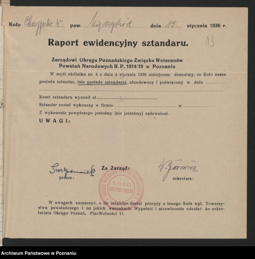 Obraz 15 z jednostki "Chrzypsko Wielkie, powiat Międzychód akta koła."