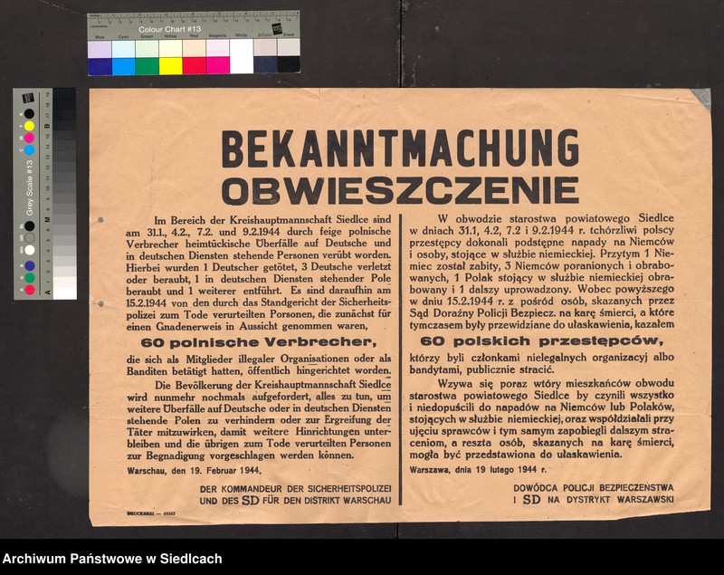 Obraz 4 z kolekcji "Afisze okupacyjne powiatu siedleckiego 1939-1944111"