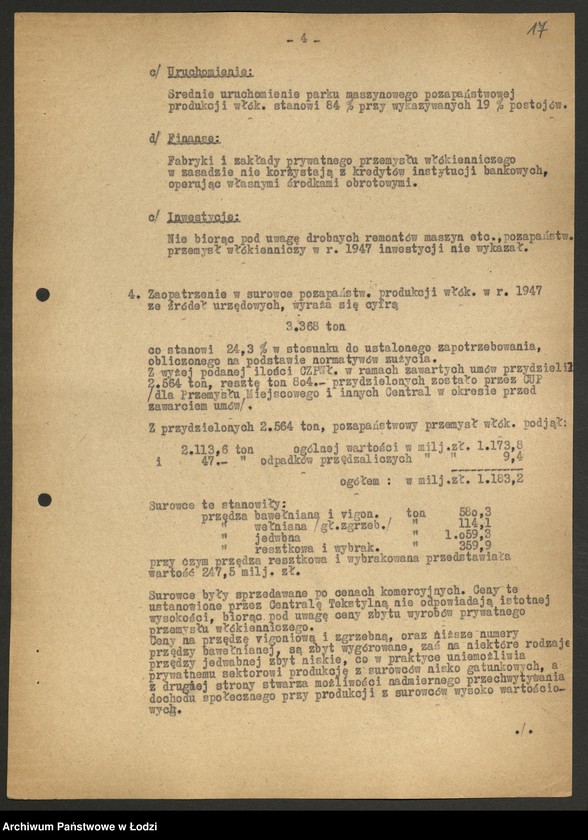 Obraz 18 z jednostki "Centralny Zarząd Przemysłu Włókienniczego; sprawozdania produkcyjne [opisowe, tabele i wykresy]"