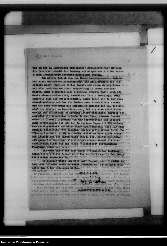 Obraz 14 z jednostki "Tagesordnung zur Arbeitsbesprechung der Sippenamtsleiter aus den Ortsgebieten in Posen [Poznań] [oraz korespondencja]"