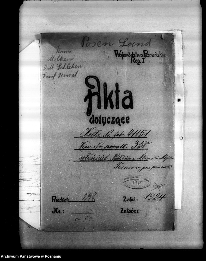 Obraz 4 z jednostki "Spółdzielnia mleczarsko-młyńska w Tarnowie powiat poznański  nr woj. 350"