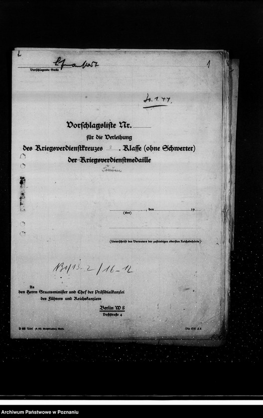 Obraz 6 z jednostki "Podania o odznaczenia dla urzędników z terenu działalności rejencji łódzkiej"