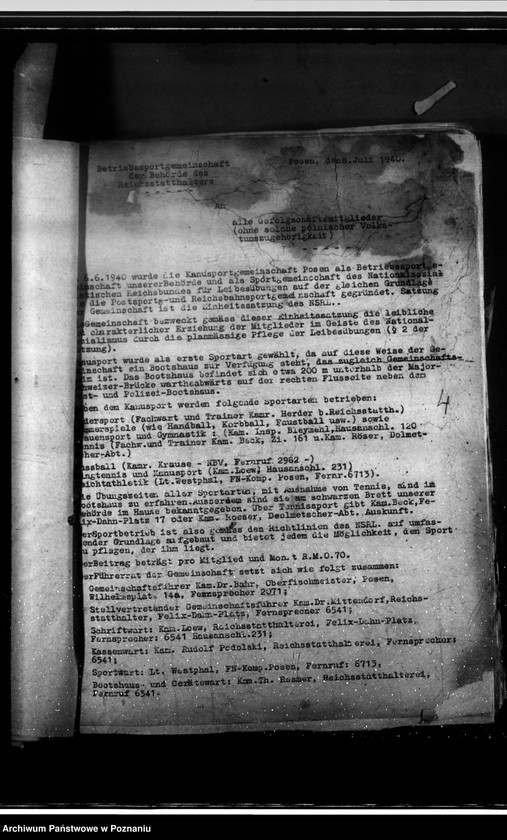 Obraz 8 z jednostki "Einführung der Antigue - Schrift, Dienstzeitregelung, Fernsprecher, Geschäftsverteilungsplan, Luftschutzwache"