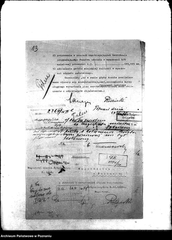 Obraz 17 z jednostki "[korespondencja w sprawie udzielenia zapomóg na roboty interwencyjne w Bydgoszczy]."