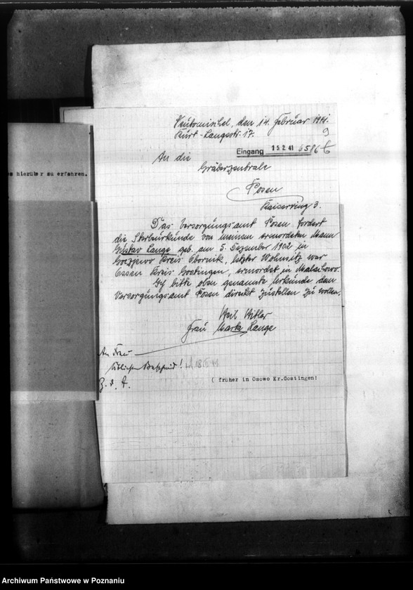 Obraz 13 z jednostki "Gustaw Lange aus Ossowo (powiat Gostyń)"