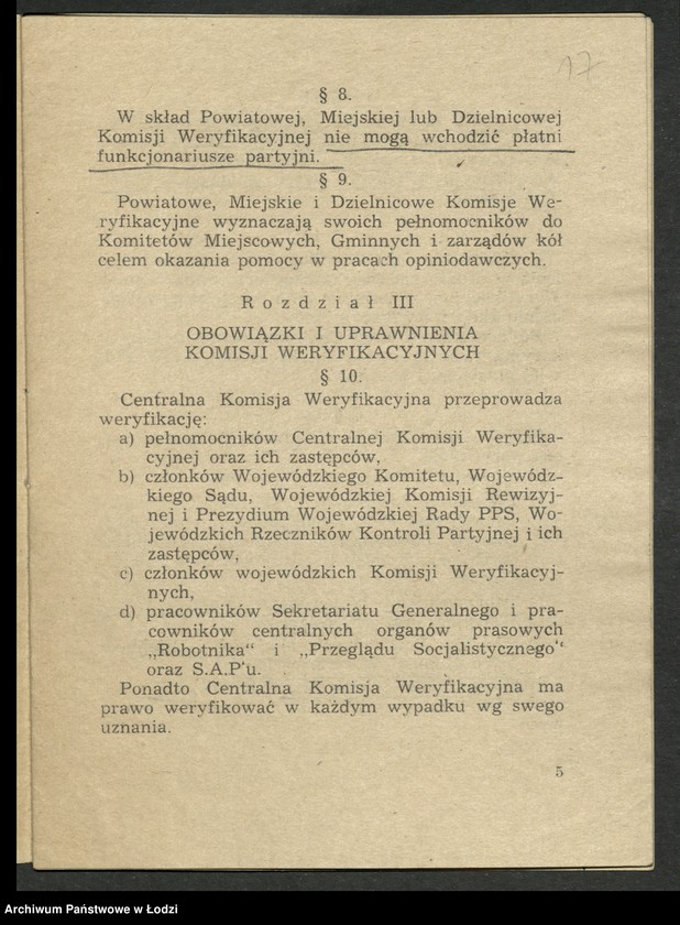 Obraz 19 z jednostki "Instrukcje Wydziału Organizacyjnego Komitetu Centralnego Polskiej Partii Robotniczej"