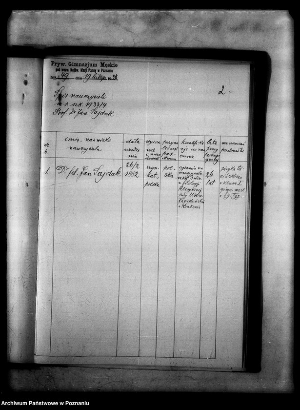 Obraz 6 z jednostki "Prywatne Gimnazjum męskie Najświętszej Marii Panny Poznań"