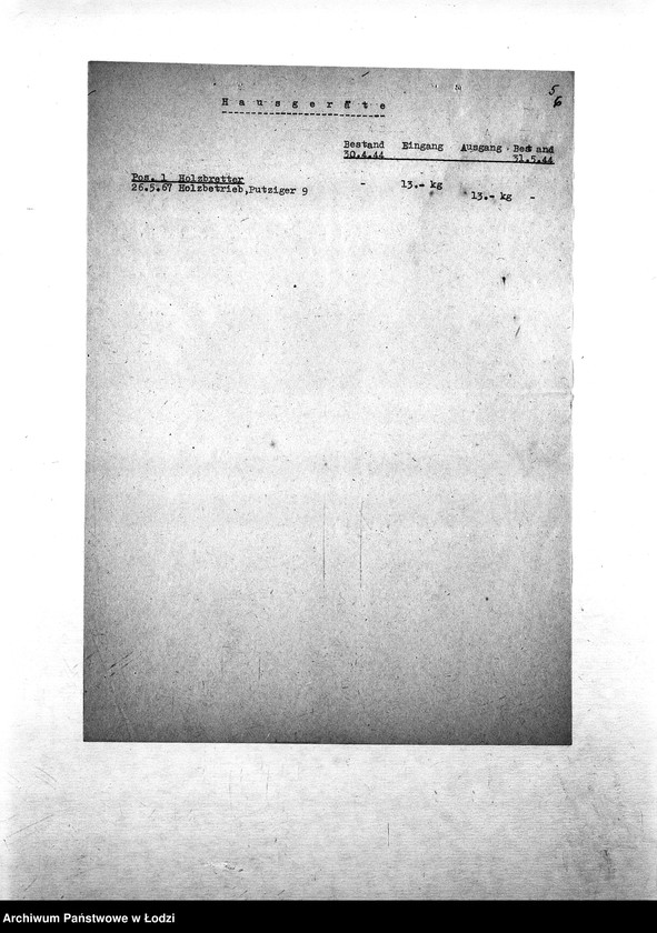 Obraz 9 z jednostki "[Specyfikacje materiałów technicznych, skórzanych, chemicznych, farbiarskich; artykułów biurowych, narzędzi, maszyn, tkanin, żywności i innych posiadanych na składzie Wydziału Specjalnego]"