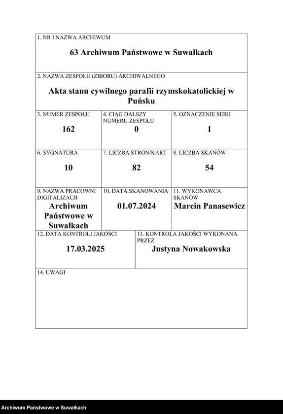 image.from.unit.number "Akta małżeństwa gminy puńskiey od 1-go maja 1811roku do dnia ostatniego grudnia."