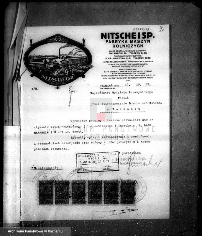 Obraz 6 z jednostki "Fabryka maszyn Nitsche i Ska w Poznaniu nr woj. kotła 164"