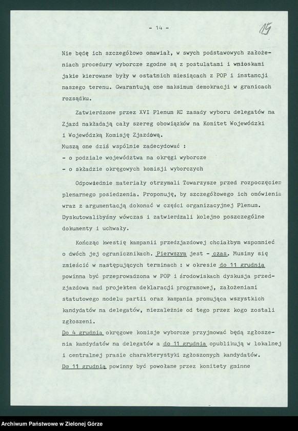 image.from.unit.number "Protokół z XI plenarnego posiedzenia KW nt. Zadania wojewódzkiej organizacji partyjnej przed XI Zjazdem PZPR. Załączniki. 10 listopada 1989"