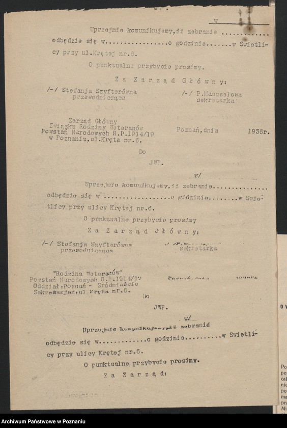 Obraz 11 z jednostki "Prezes Okręgu [korespondencja, protokoły, sprawozdania] Związku Weteranów Powstań Narodowych i Związku Powstańców Wielkopolskich."