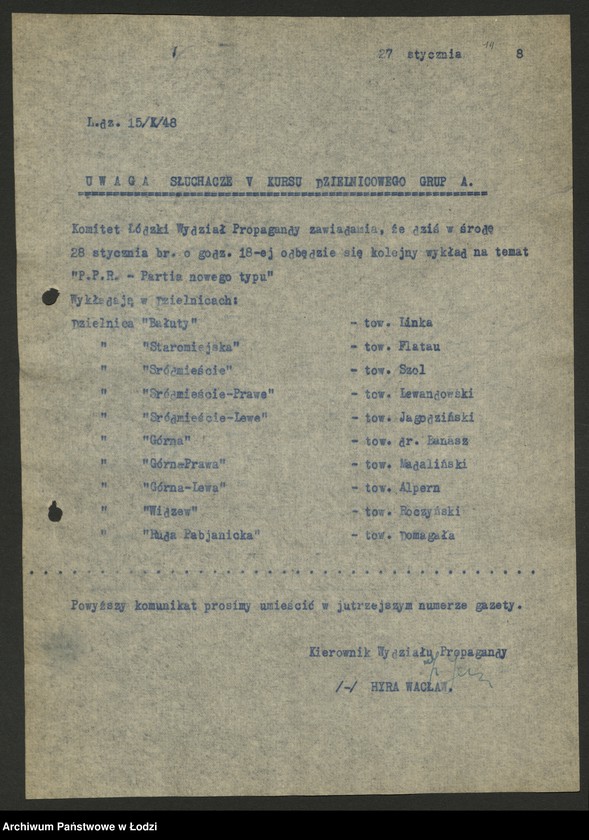 Obraz 15 z jednostki "Komunikaty w sprawie szkolenia międzypartyjnego"