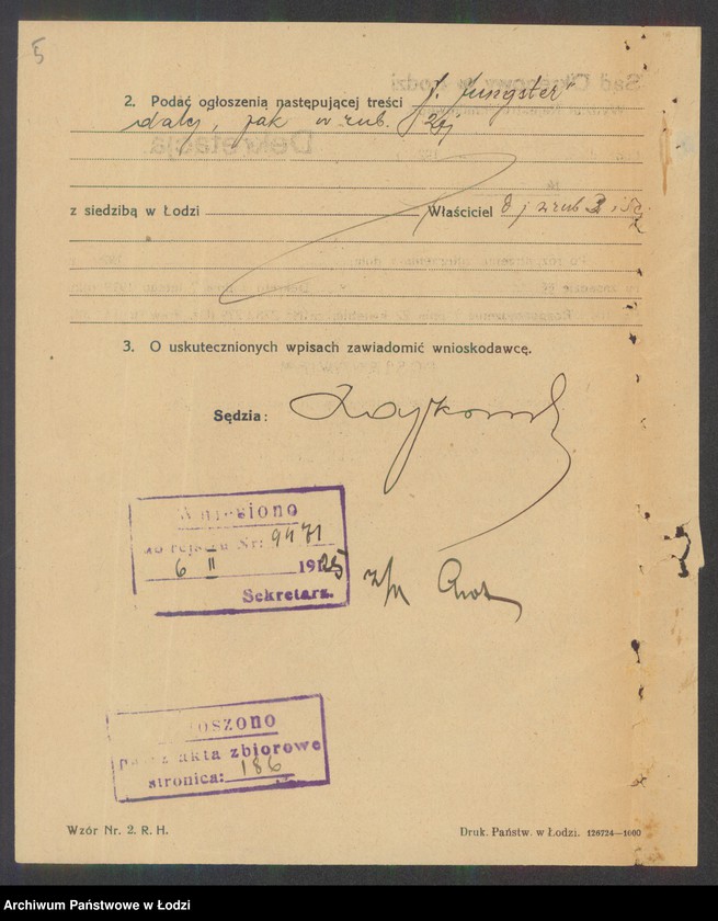 Obraz 7 z jednostki "Jakób Jűngster- agentura, sprzedaż surowców oraz komisowy skład wódek firmy "Krakus""