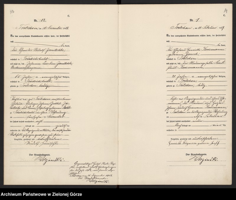 image.from.unit.number "Sterbe-Register (Haupt Register) Standesamt Trebschen Kreis Züllichau-Schwiebus 1908 bis 1922"