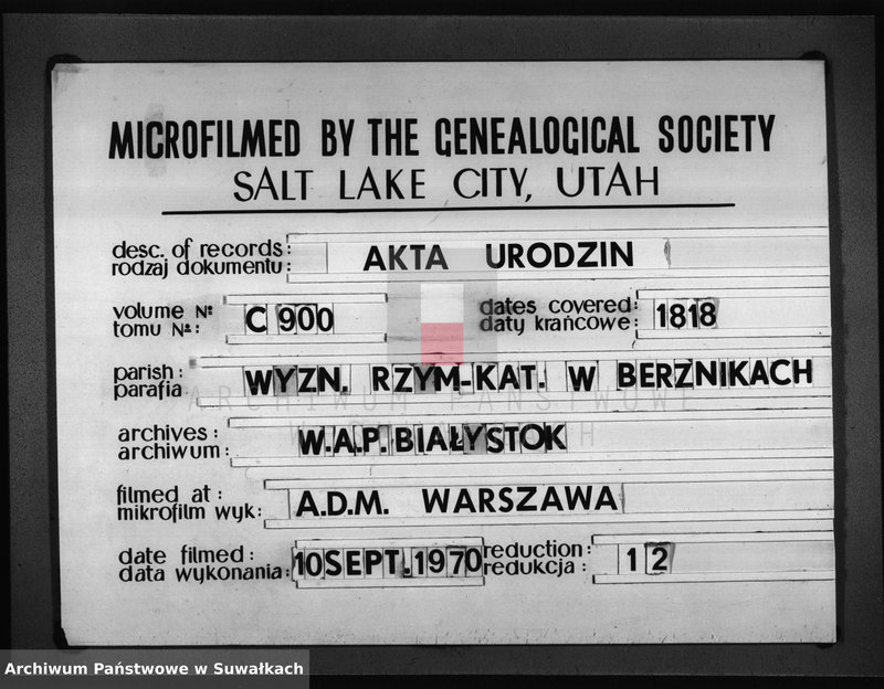 image.from.unit.number "Akta Urodzonych Gminy Berznickiey od 1 Stycznia Roku 1818"