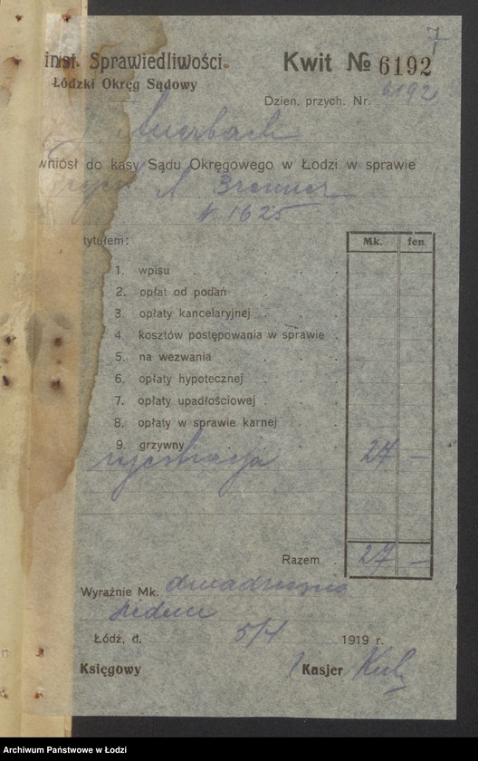 Obraz 9 z jednostki "Abram Brenner- sprzedaż towarów manufakturowych"