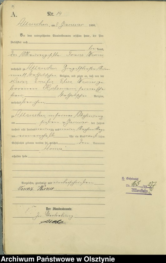 image.from.unit.number "Geburts-Haupt-Register Tom I,Nr 1 - 399"