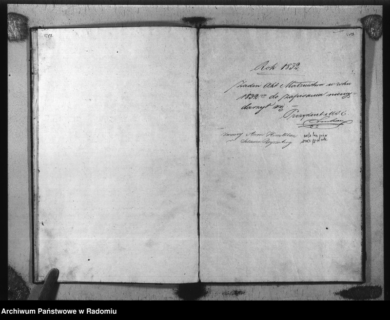 image.from.unit.number "Akta Stanu Cywilnego Wyz. Mojżeszowego Parafii Radom Urodzin, Małżeństwa i Zejścia z Roku 1832"