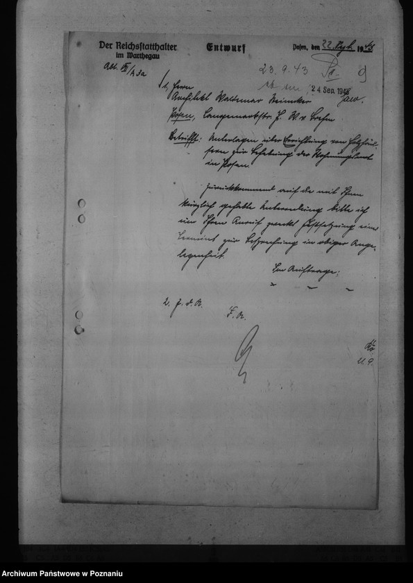 Obraz 13 z jednostki "Errichtung von Holzhäusern in Posen. Kreisschulungsburg. Reichsarbeitsdienst- Baracken, Schlaupe, Kreis Kempen"