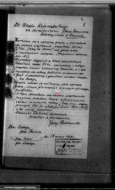 Obraz 5 z jednostki "Sprawa zmiany rodzaju użytkowania 25,47 ha gruntów leśnych w majątku Ozorzyn dla celów parcelacji powiat kolski"