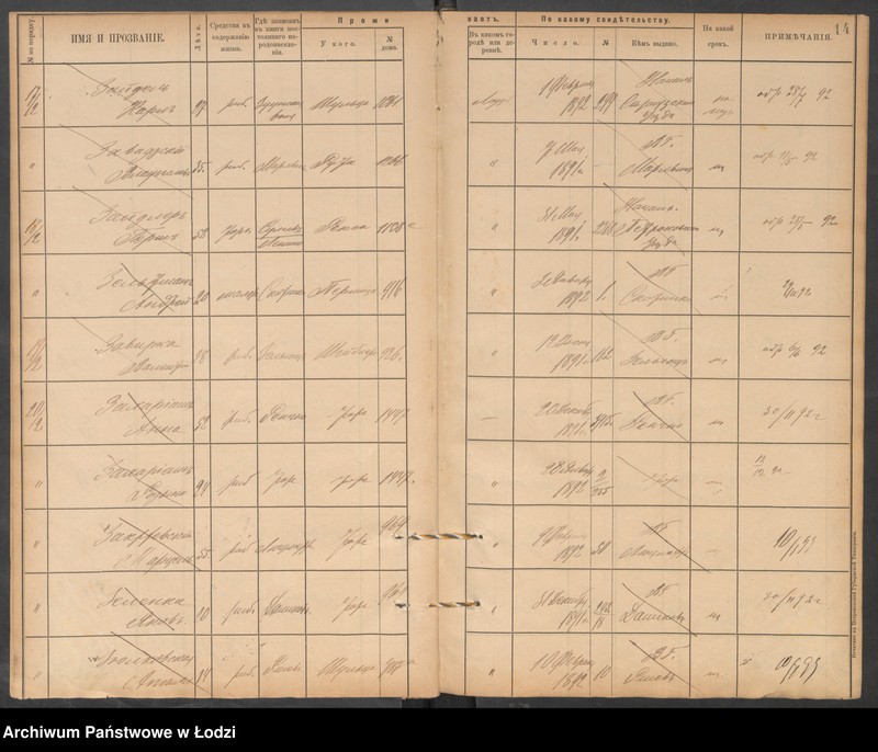 Obraz 16 z jednostki "[Księga ludności niestałej m. Łodzi lit. Z]"