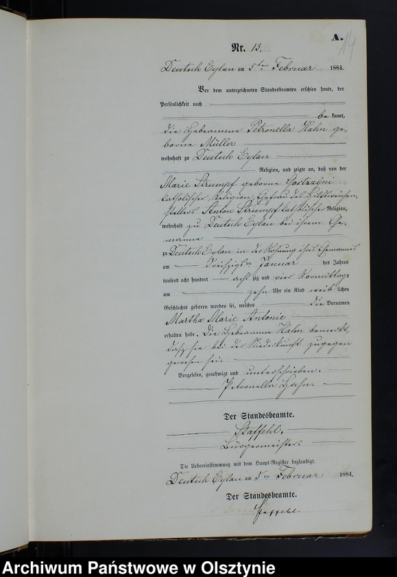 Obraz 16 z jednostki "Geburts-Neben-Register Nr 1 - 155"